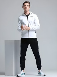 Спортивный костюм KELME Men's Hooded Knitted Jacket Suit (White/Black)
