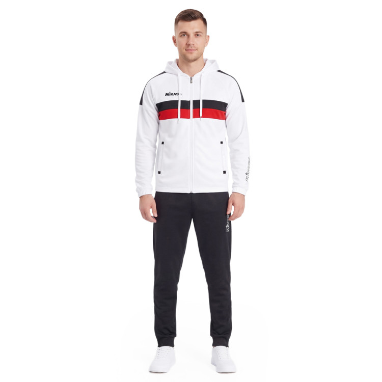 Костюм спорт. муж. с капюш. MIKASA MT550/701-078-3XL, р.3XL, 100% полиэстер, бело-черно-красный