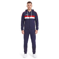 Костюм спорт. муж. с капюш. MIKASA MT550/701-083-S, р. S, 100% полиэстер, темносине-белый