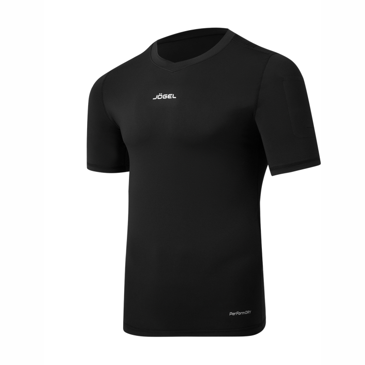 Футболка компрессионная судейская JÖGEL PerFormDRY Referee Baselayer Tee SS, черный Футболка компрессионная судейская JÖGEL PerFormDRY Referee Baselayer Tee SS, черный
